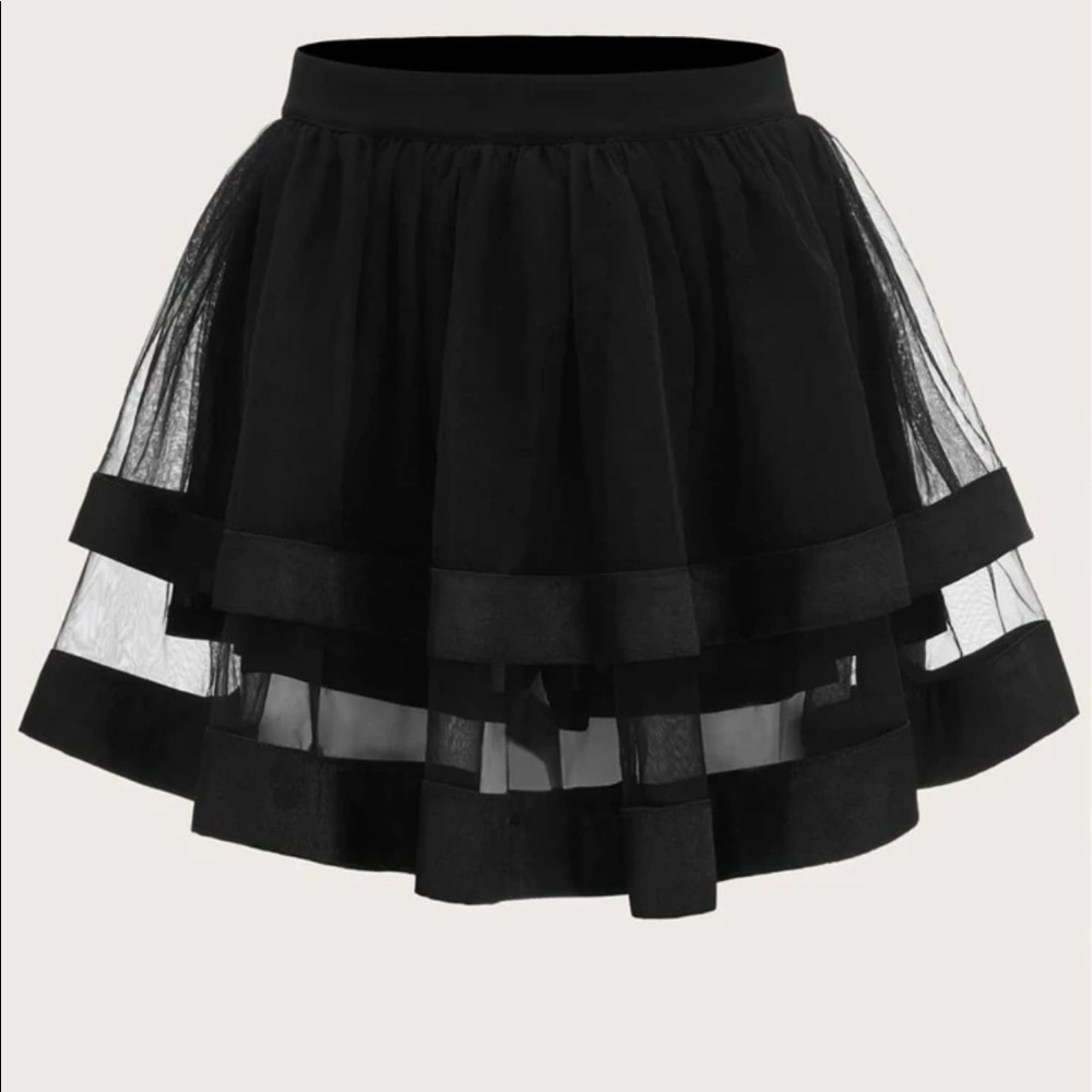 SHEIN Satin Trim layered organza skirt